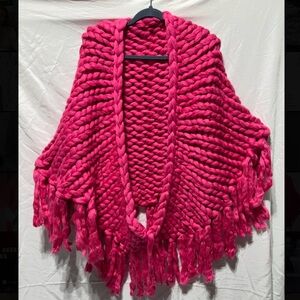 Anthropologie Chunky Knit Pink Shawl